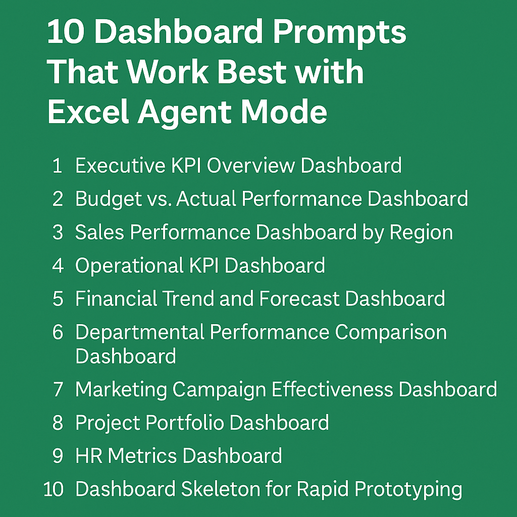 10 Dashboard Prompts That Work Best with Excel Agent&nbsp;Mode